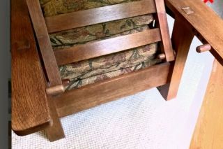L & JG STICKLEY MISSION OAK MORRIS CHAIR.  4 LOUNGING SETTINGS.  w/LOVELY CUSHIONS 3