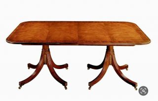 Baker Furniture " Stately Homes " Regency Style Banded Inlaid Dining Table