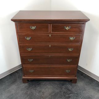 Vintage CRAFTIQUE Solid Mahogany Chippendale Tall Chest of Drawers 2