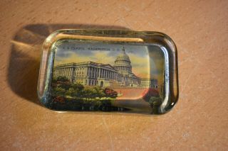 Vintage Glass Paperweight Advertising U.  S.  Capital Washington D.  C.