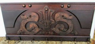 Antique Victorian Walnut Coat Hat Rack Wall Mounted 38 " Wide X 17 1/2 " High