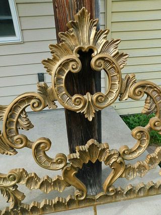 Mid Century 1950s Iron Rococo Revival French Louis XV Gold Headboard Queen King 2