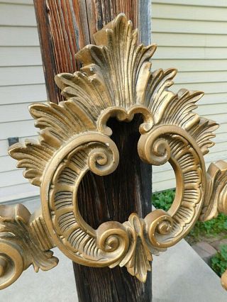 Mid Century 1950s Iron Rococo Revival French Louis XV Gold Headboard Queen King 3