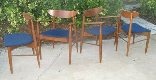 Set 4 1960s Walnut Dining Room Chairs Mid Century Mcm Eames Kroehler Danish Nr