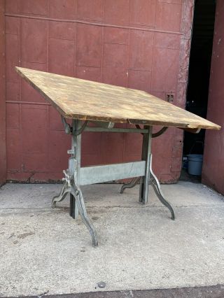 Lm Prince Cast Iron Drafting Table Industrial Desk Office Tv Console Art Ohio