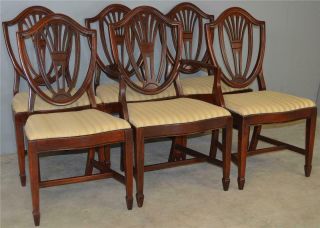 17719 Set Of 6 Mahogany Hepplewhite Shield Back Dining Chairs