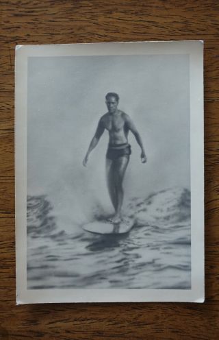 Vintage Duke Kahanamoku Surfing Longboard Surfboard Hawaii Photograph 1920 