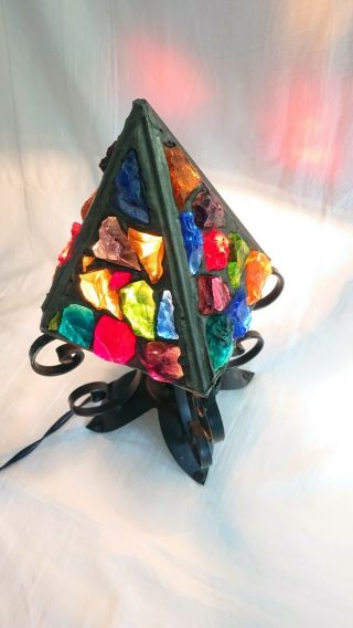 Vintage Peter Marsh Stained Glass Table Lamp Signed. 2