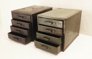 Vtg Deco Metal Industrial Factory Bolt Small Parts Storage Bin Cabinet 4 Drawer