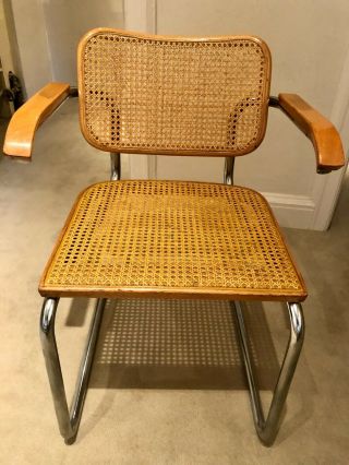 Knoll 1968 Marcel Cesca Breuer Cane Arm Chair - Rare Vintage