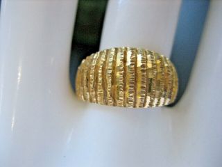 Estate Vintage 14k Yellow Gold Domed Florentine Ring Size 6.  5