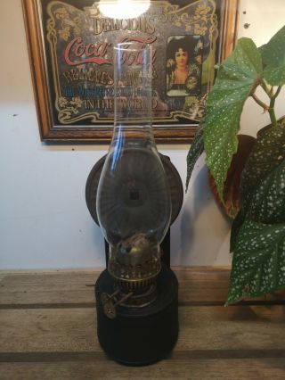 Vintage Victorian Black Wall Hanging Oil Lamp
