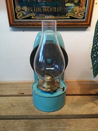 Vintage Blue Wall Hanging Oil Lamp