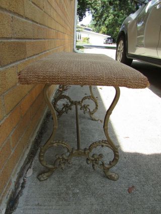Antique Fireplace Bench Cast Iron Legs Stool Seat Vanity Piano Bench