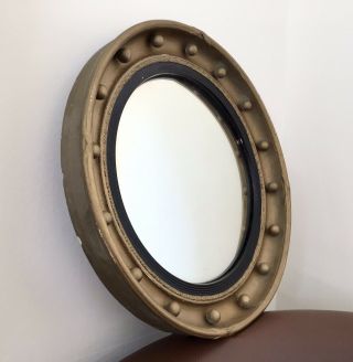 Vintage Regency Style Butlers/Fish Eye Convex Mirror Round Gilt 16 Ball Frame 2