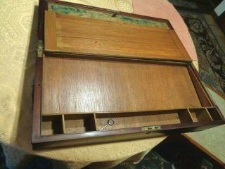 Extra Large Antique Victorian Table Top Walnut Writing Desk Box Wood Brass 2