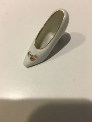 Vintage Miniature Limoges France High Heel Shoes White With Gold Trim & Heels