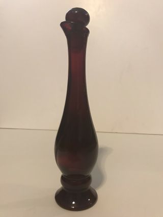 Vintage Avon Ruby Bud Vase Rapture Cologne Bottle Red Empty 3 oz. 3