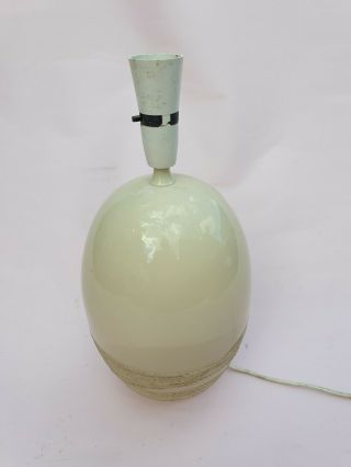 1960s Lamp Ceramic Ovoid Cream Light Rope Twist Pattern Abstract Retro Vintage 2