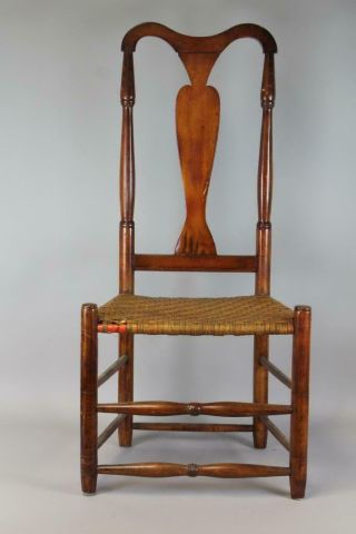 An Unusual High Back 18th C Connecticut Shoreline Queen Anne Side Chair