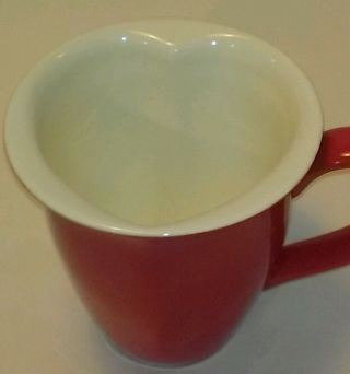 Hallmark Heart - Shaped Ceramic Coffee/tea Mug/cup Red Outside/white Inside 12 Oz