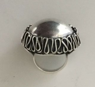 Vintage Mcm Poland Orno Craft Cooperative Modernist Domed Silver Ring Size I - I