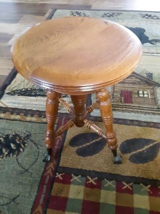 Vintage Tonk Piano Stool Glass Ball Claw Foot Adjustable Swivel Seat