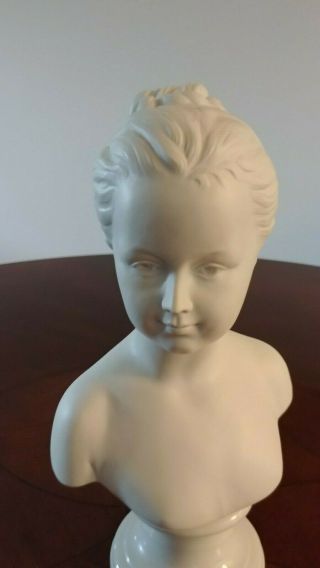 Vintage Andrea By Sadek Bisque Porcelain Bust Of Young Girl 10 " High