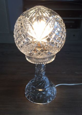 Vintage Cut Crystal Glass Table Lamp - Two Piece Dome/mushroom -