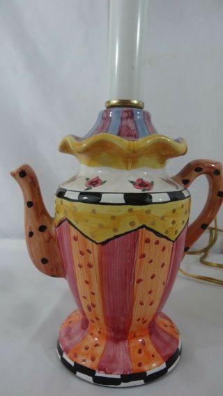 MacKenzie Child ' s Teapot Candlestick Lamps - Vintage 3