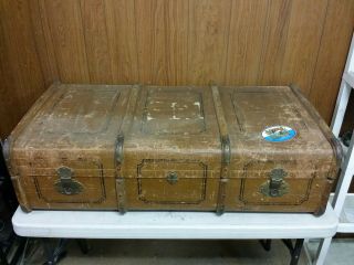 Antique Overseas Travel Chest Steamer Trunk Suitcase Ernst Lange Dresden Germany