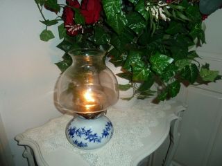 Vintage Bavarian Parafine Oil Lamplight Lamp Farm West Germany Porcelain Glass