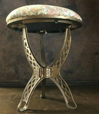 Antique Ornate Cast Iron Industrial Piano Stool Vintage Vanity Chair Stool