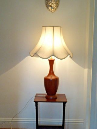 Vintage Large Hardwood Hand Crafted Table Lamp 59cm X 20 Cm Diameter