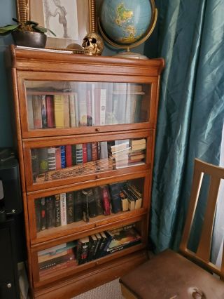 Antique Oak Barrister Bookcase Tiger Oak 4 Stack