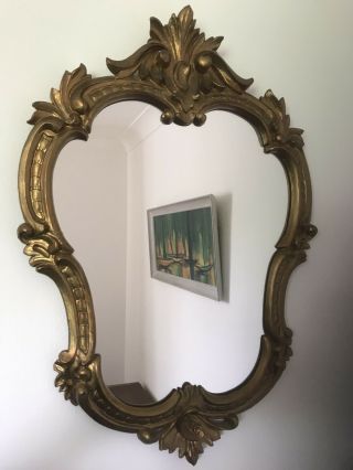 Vintage C1970 Italian Rococco Style Gilt Framed Mirror - Small 50cm X 35cm