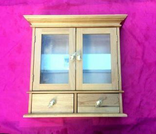 - Vintage Solid Wood W Glass Doors Bathroom Medicine Vanity Cabinet - L@@k