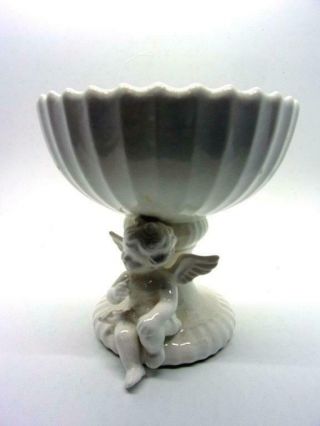 Vintage Lefton White Porcelain Pedestal Planter