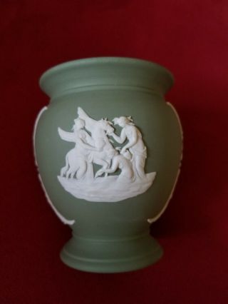 Vintage Wedgewood Jasperware Sage Green Small Vase Posey Pot 4”