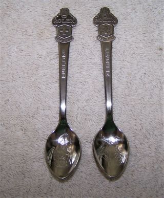 2 Vintage Rolex Bucherer Of Switzerland Zermatt Lucerne Souvenir Spoons