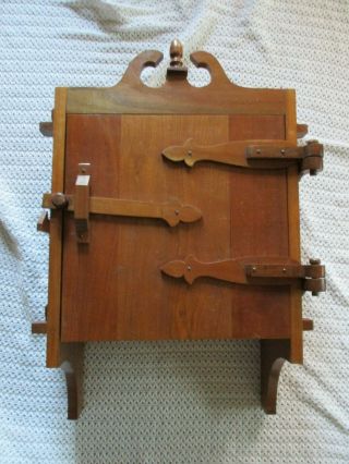 Vintage Mid Century Hand - Crafted Brutal Medieval Design Wood Medicine Cabinet