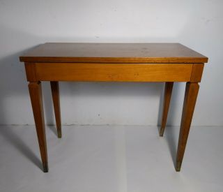 Vintage Solid Wood Mid Century Modern Piano Bench With Brass Feet,  Storage