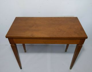 Vintage Solid Wood Mid Century Modern Piano Bench with Brass Feet,  Storage 2