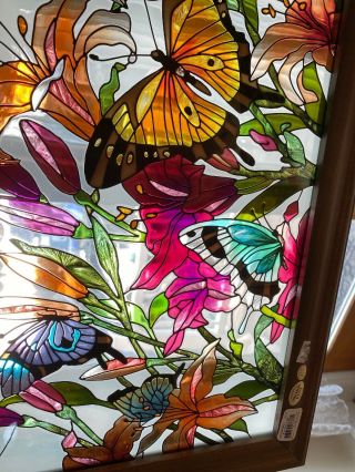 Vintage But Estate Joan Baker Designs Handpainted Butterflies Stained Glass
