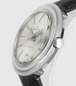 Vintage HELVETIA Automatic Date Swiss 25 Jewel Mens Wrist Watch Old Stock 3