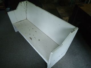 Old Primitive Antique Chippy White Crock / Bucket Bench Early Deacon ' s Bench Pew 3