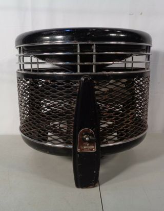 Vintage Mid Century Modern Emerson Hassock 3 Speed Fan 74646 - Ag Black & Chrome