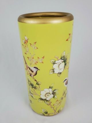 Vintage Porcelain Ceramic Umbrella Cane Holder Floor Stand Asian Floral Birds