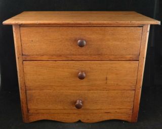 American Salesman Sample 3 Drawer Solid Mahogany Chest.  Early 19th,  14 5/8” W.