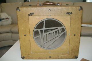 Vintage Tweed Victor 10 " Speaker Cabinet With Cable Rare